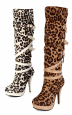 Botas de Salto Alto kvoll com Estampa de Leopardo Sexy