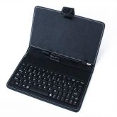 Capa de Couro Preto Faux com teclado USB para Tablet 7