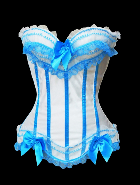 Corsets Sexy Girl Eye com bordas em Renda Azul