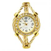 Relógio Quartz Femenino, Dourado com decoracão em strass